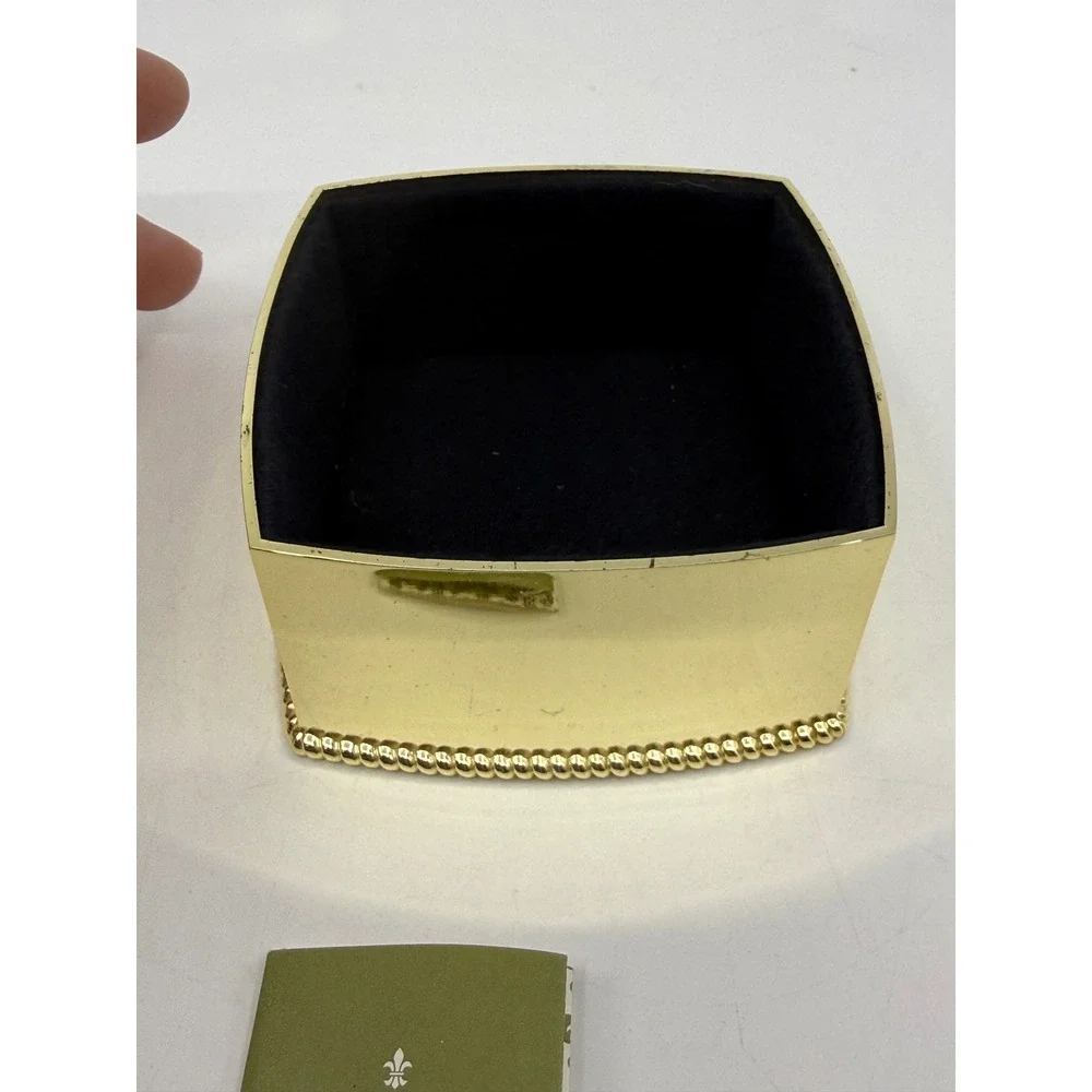 Judith Ripka Gold Tone Trinket Box Large Emerald Cut Crystal Top QVC 2014